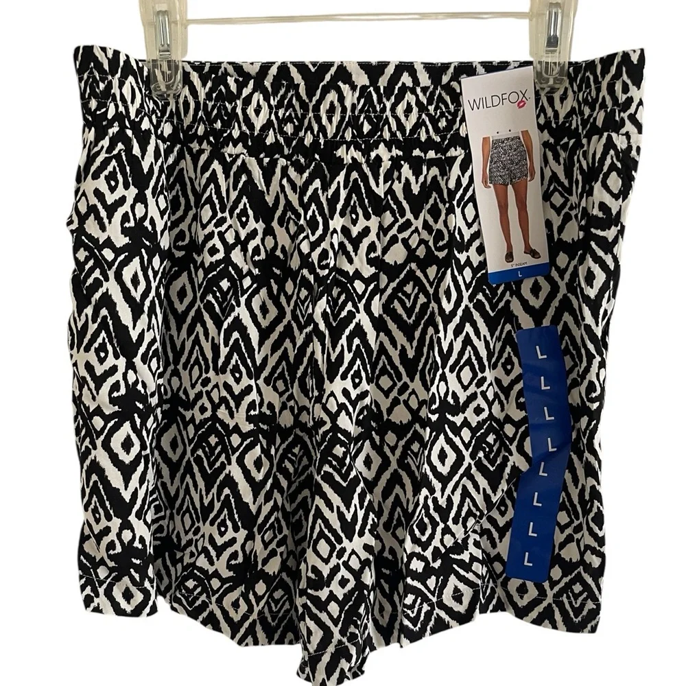 Wildfox Wildfox Geometric Print Black & White Pull On Shorts Size Large